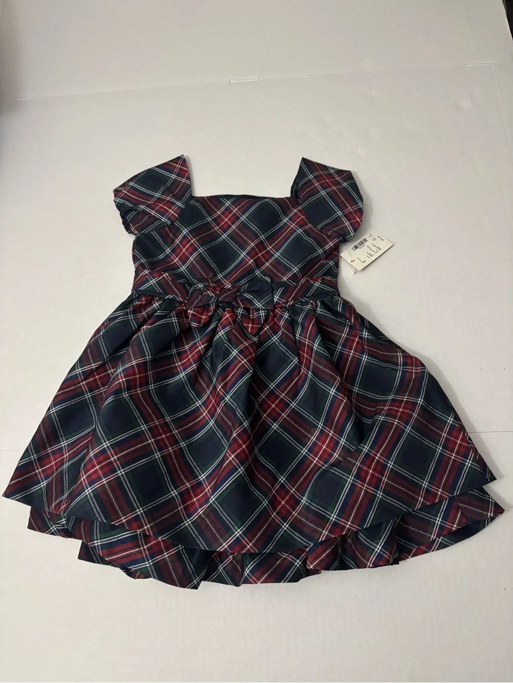 Gymboree Girls Plaid Bow Ruffle Dress - Royal Christmas Size 6
